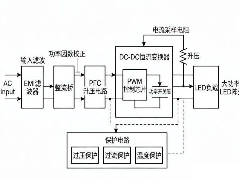恒压 LED 灯带供电方案示意图